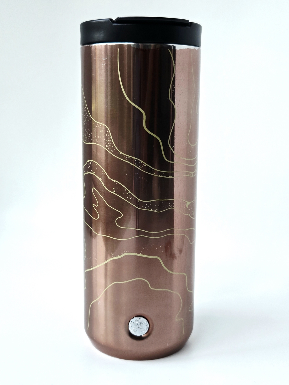 Starbucks Brown Copper Metallic Swirl Insulated Stainless Tumbler 16oz Travel